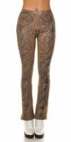Pantaloni Sexy piele ecologica highwaisted evazati cu imprimeu de sarpe