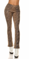Pantaloni Sexy piele ecologica highwaisted evazati cu imprimeu de sarpe