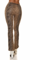 Pantaloni Sexy piele ecologica highwaisted evazati cu imprimeu de sarpe