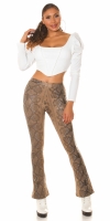 Pantaloni Sexy piele ecologica highwaisted evazati cu imprimeu de sarpe