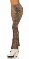 Pantaloni Sexy piele ecologica highwaisted evazati cu imprimeu de sarpe