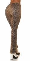 Pantaloni Sexy piele ecologica highwaisted evazati cu imprimeu de sarpe
