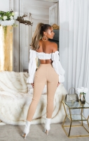 Pantaloni skinny talie inalta Sexy cu auriu fermoar