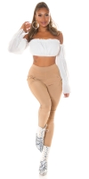 Pantaloni skinny talie inalta Sexy cu auriu fermoar