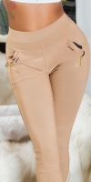 Pantaloni skinny talie inalta Sexy cu auriu fermoar