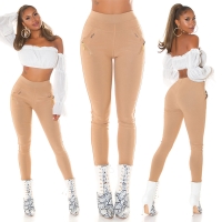 Pantaloni skinny talie inalta Sexy cu auriu fermoar