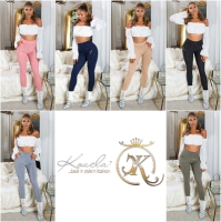 Pantaloni skinny talie inalta Sexy cu auriu fermoar
