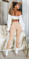 Pantaloni skinny talie inalta Sexy cu auriu fermoar