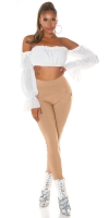 Pantaloni skinny talie inalta Sexy cu auriu fermoar