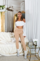 Pantaloni skinny talie inalta Sexy cu auriu fermoar