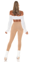 Pantaloni skinny talie inalta Sexy cu auriu fermoar