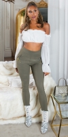 Pantaloni skinny talie inalta Sexy cu auriu fermoar