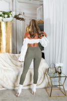 Pantaloni skinny talie inalta Sexy cu auriu fermoar