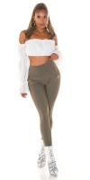 Pantaloni skinny talie inalta Sexy cu auriu fermoar