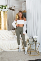 Pantaloni skinny talie inalta Sexy cu auriu fermoar