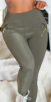 Pantaloni skinny talie inalta Sexy cu auriu fermoar