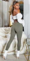 Pantaloni skinny talie inalta Sexy cu auriu fermoar