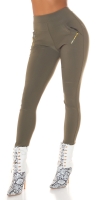 Pantaloni skinny talie inalta Sexy cu auriu fermoar