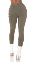 Pantaloni skinny talie inalta Sexy cu auriu fermoar
