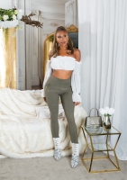 Pantaloni skinny talie inalta Sexy cu auriu fermoar
