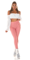 Pantaloni skinny talie inalta Sexy cu auriu fermoar