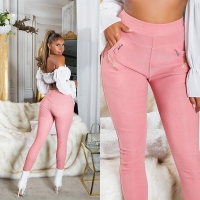 Pantaloni skinny talie inalta Sexy cu auriu fermoar