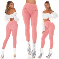 Pantaloni skinny talie inalta Sexy cu auriu fermoar