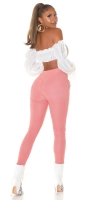 Pantaloni skinny talie inalta Sexy cu auriu fermoar