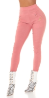 Pantaloni skinny talie inalta Sexy cu auriu fermoar