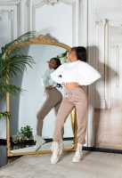 Pantaloni sport la moda cu talie inalta