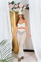 Pantaloni Topuri cu buricul gol Sexy Set in model crosetat look +