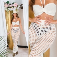 Pantaloni Topuri cu buricul gol Sexy Set in model crosetat look +