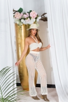 Pantaloni Topuri cu buricul gol Sexy Set in model crosetat look +
