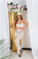 Pantaloni Topuri cu buricul gol Sexy Set in model crosetat look +