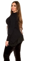 Pulover fashion cu lanturi & dantela