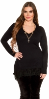 Pulover fashion cu lanturi & dantela