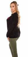 Pulover la moda tricot cu floral embroidery