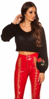 Pulover sexy buricul gol tricot cu petice