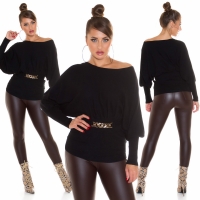 Pulover Sexy Fitted cu decorative catarama
