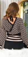 Pulover Sexy tricot cu decolteu in v si fundita Detail