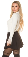 Pulover Sexy tricot cu sclipici & dantela detaliu