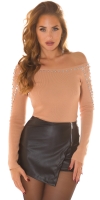 Pulover Sexy umerii goi cu sclipici tinte
