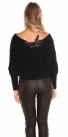 Pulover sexy XL cu decolteu in v tricot siret