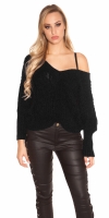Pulover sexy XL cu decolteu in v tricot siret