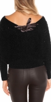 Pulover sexy XL cu decolteu in v tricot siret