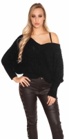 Pulover sexy XL cu decolteu in v tricot siret