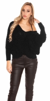 Pulover sexy XL cu decolteu in v tricot siret