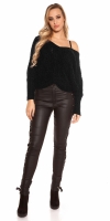 Pulover sexy XL cu decolteu in v tricot siret