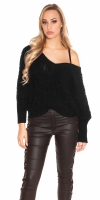 Pulover sexy XL cu decolteu in v tricot siret