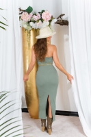 Rochie lunga sexy Basic umeri goi cu crapatura